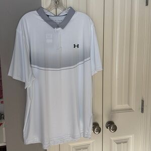 Under Armour Men's White and Gray Polo Shirt